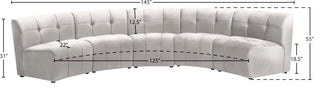 Limitless Velvet Upholstered 5-Piece Modular Sectional, Cream