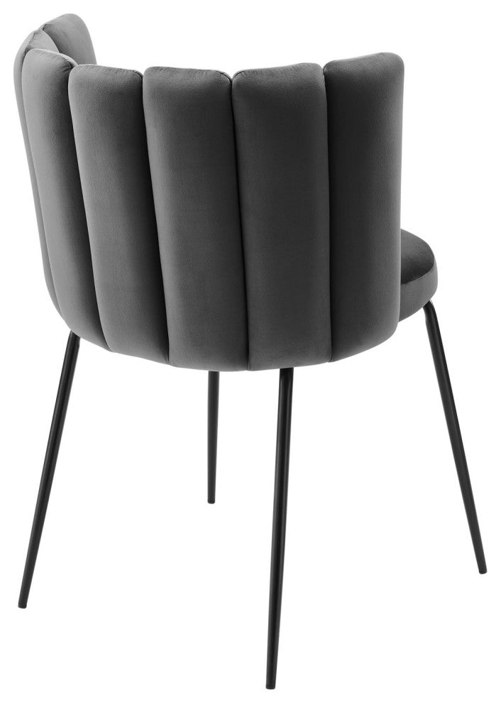 Virtue Performance Velvet Dining Chair Set of 2 Black Gray