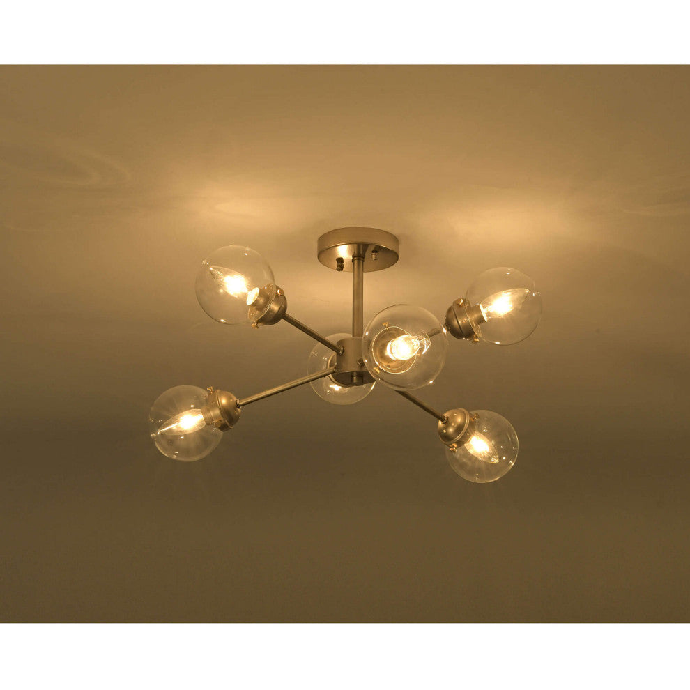 Daisy Sputnik Clear Globe Semi-Flush Mount