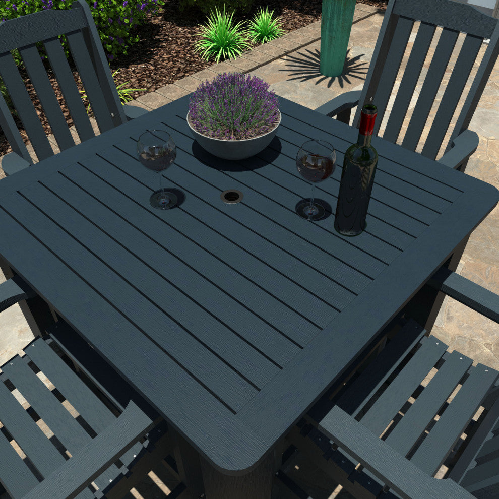 Springville 5-Piece Square Counter Dining Set, Weathered Acorn, Federal Blue