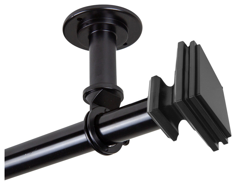 Pedestal Ceiling 1" Curtain Rod/Room Divider, Black, 48-84"