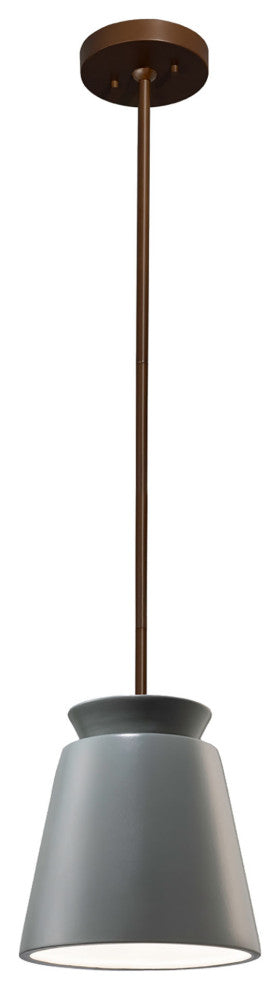 Small Trapezoid Pendant, Pewter Green, Dark Bronze, Incandescent