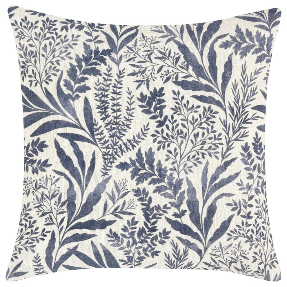 Mulberry 14"x26" Belgian Linen Blend Throw Pillow, Denim Blue, 22x22