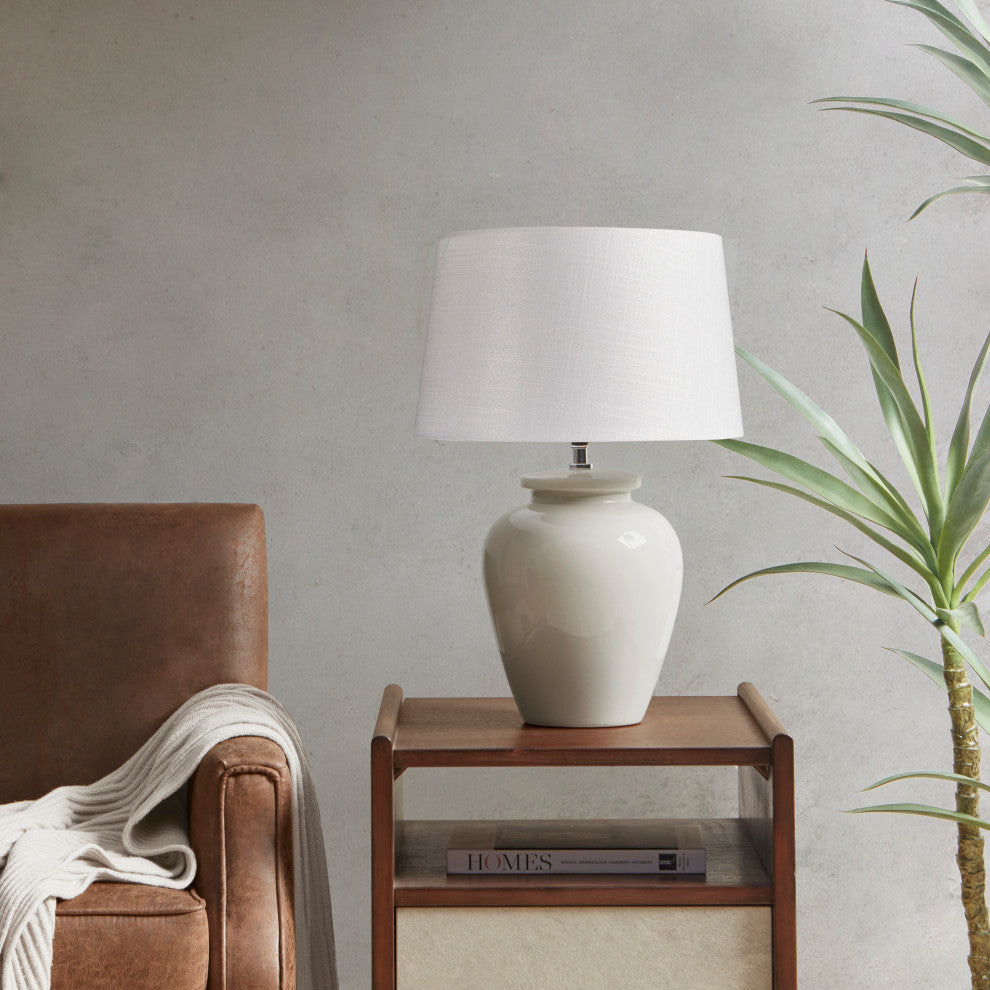 INK+IVY Anzio Vase Shape Ceramic Table Lamp, Cream