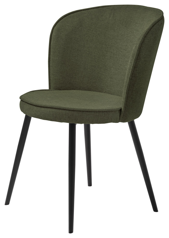 Upholstered Scoop Back Dining Chair, Set of 2, Olive Green