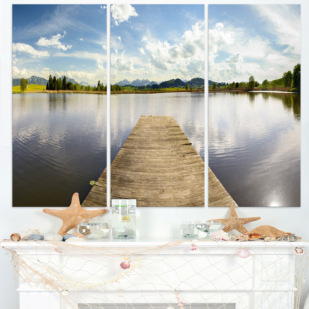 "Pier into Sea Bavaria Panorama" Metal Wall Art, 3 Panels, 36"x28"