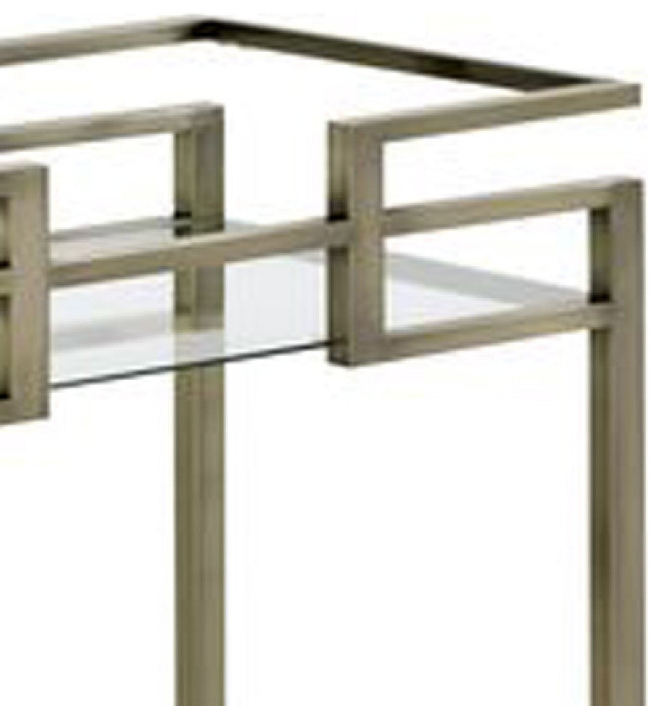 Benzara BM269069 2 Tier Serving Cart With Faux Marble and Metal Frame, Silver