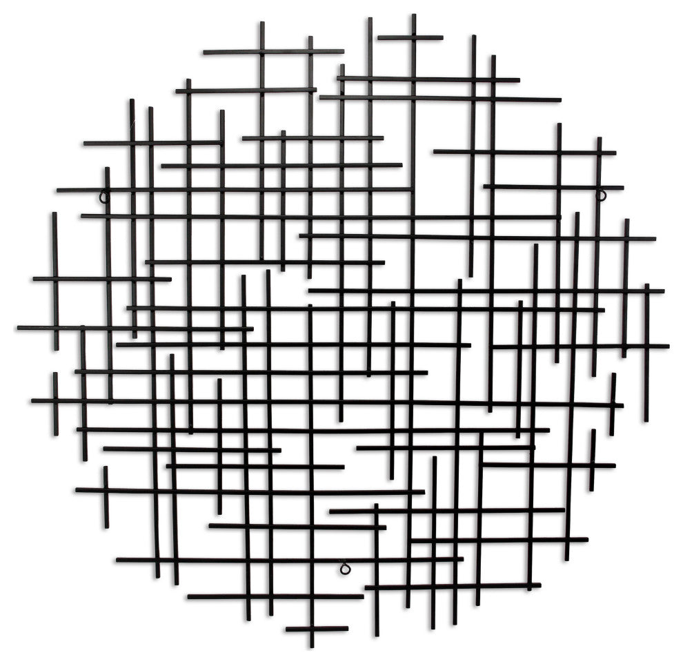 Iquara Large Black Round Metal Wall Art