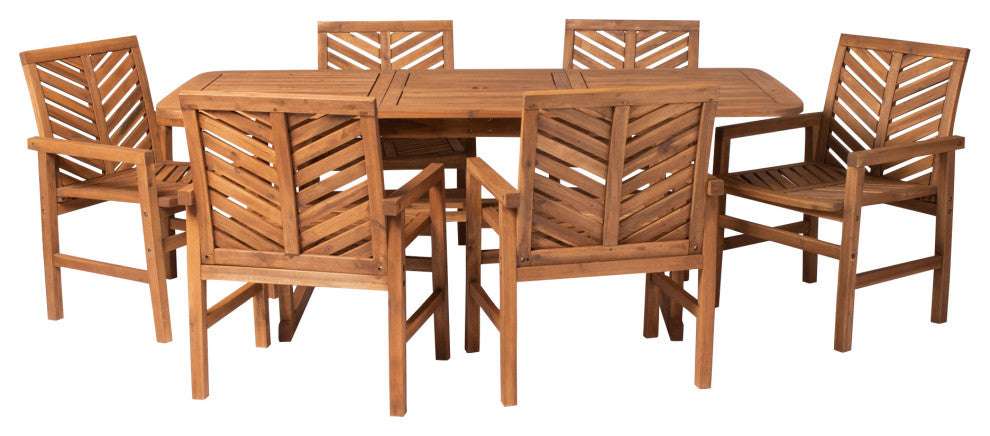 7-Piece Extendable Outdoor Patio Dining Set - Brown