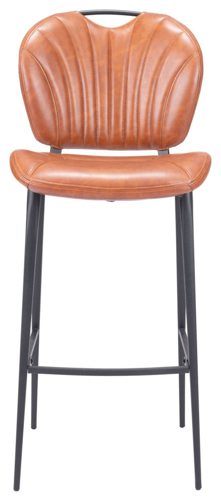 Bar Stool Chair Barstool, Faux Vinyl Leather, Steel, Vintage Brown, Black, Cafe