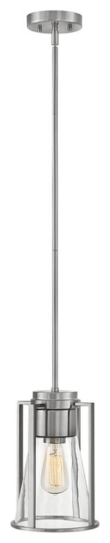 Hinkley Refinery Extra Small Pendant, Brushed Nickel With Clear Glass