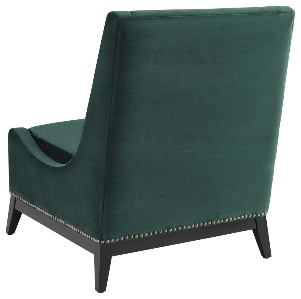 Modern Designer Lounge Club Lobby Accent Side Chair, Velvet Fabric, Green