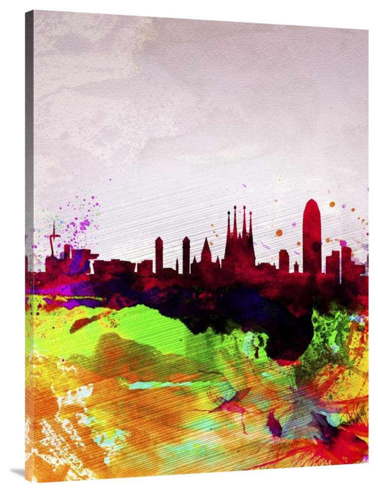 "Barcelona Watercolor Skyline" Fine Art Print