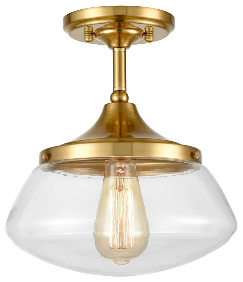 Modern Fluch Mount Light Fixture glass ceiling lamp with brass finish