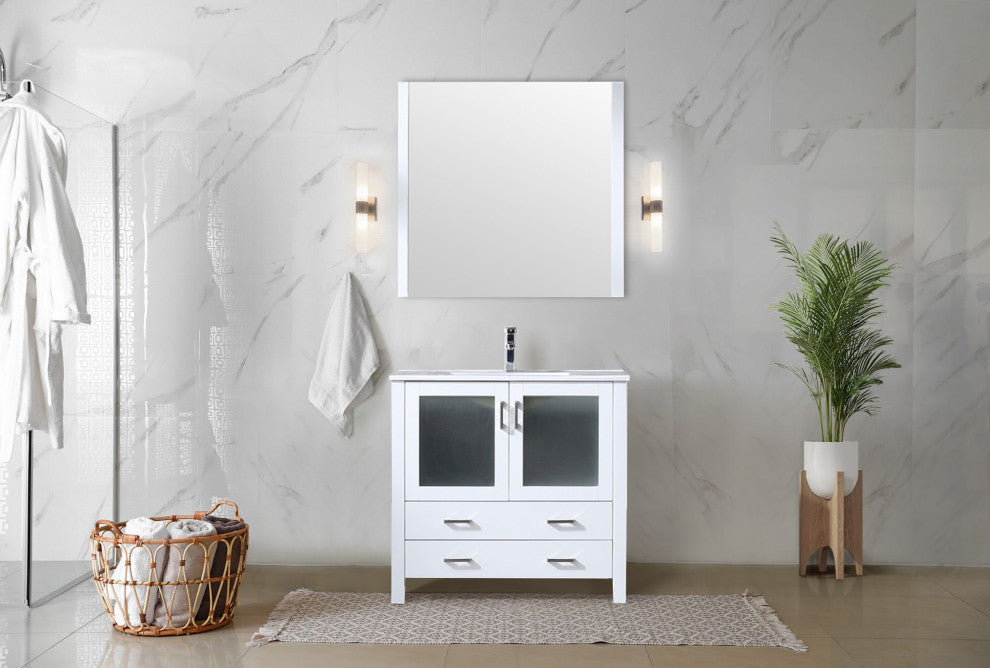 Volez Transitional White 36" Single Vanity Set