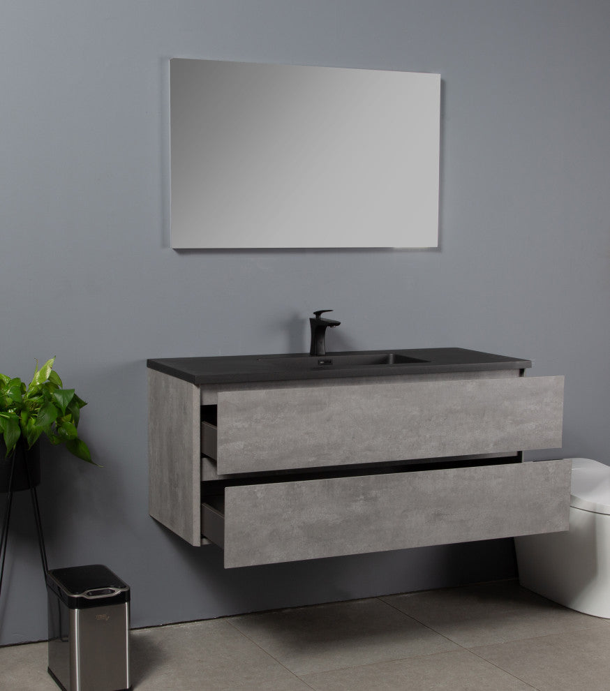 Bridgeport Wall Mounted Vanity Set With Cabinet and Integrated Basin, 48"
