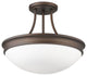 3 Light Retro Modern 14" W x 12" H Semi-Flush Ceiling Mount Lighting Fixture
