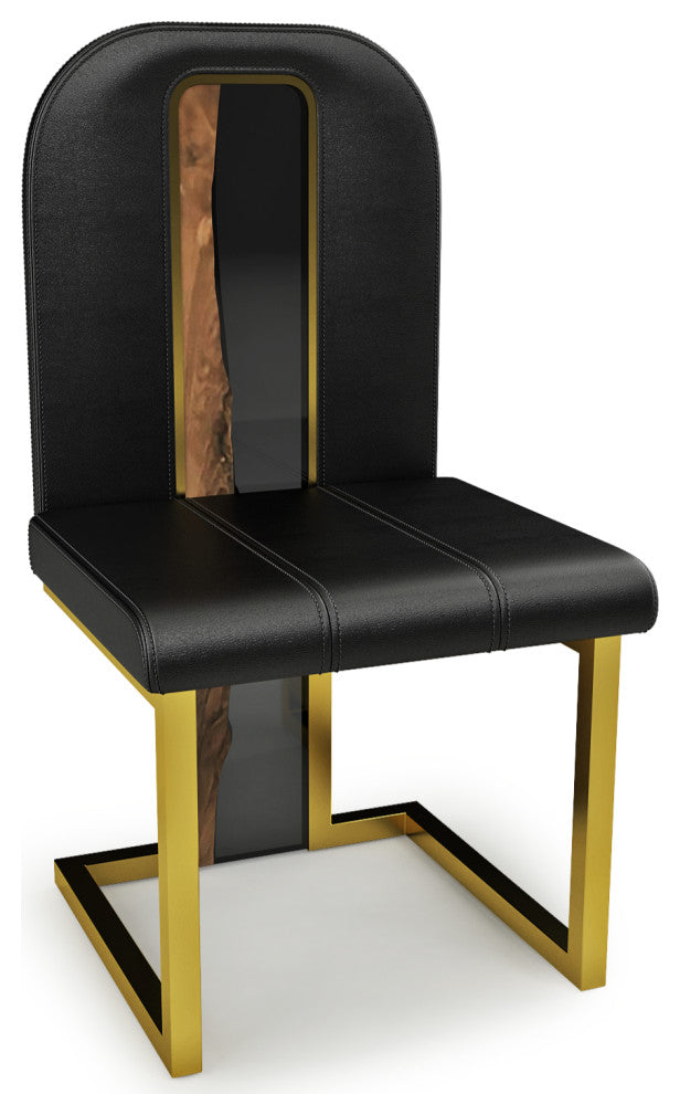 Atrani Dining Chair, Black Top and Gold Base, 12 Pieces