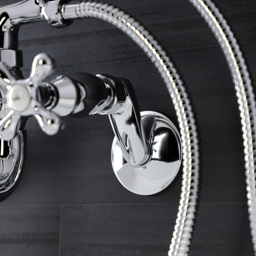 KS226C Wall Mount Tub Faucet With Hand Shower, Polished Chrome