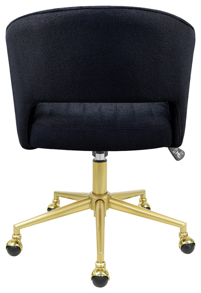 Caitlyn Swivel Vanity Chair with Adjustable Height, Black Boucle
