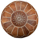 7 Colors Handmade Moroccan Ottomans, Genuine Leather Poufs, Dark Tan