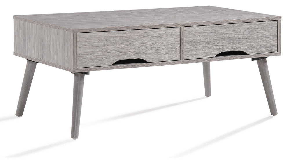 GDF Studio Naomi Mid Century Modern Finished Fiberboard Coffee Table, Gray Oak