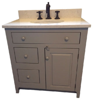 30" Pine Shaker Vanity, 21" Depth, Drawers Left