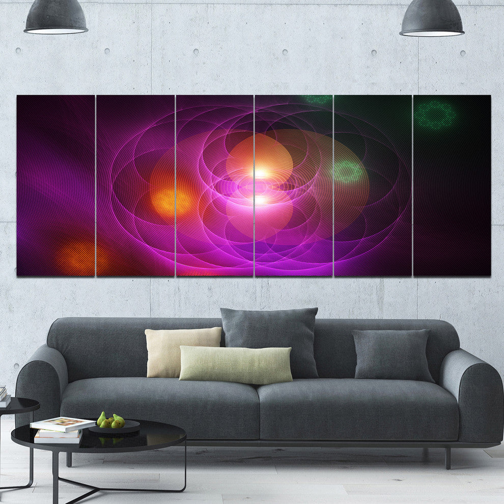 Merge Colored Spheres., Contemporary Canvas Art Print, 70"x28", 6 Panels
