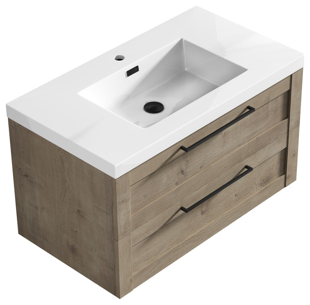 The Cosmo Wall Mounted Modern Bathroom Vanity, Eve, 36"