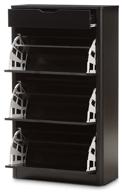 Baxton Studio Cayla Modern and Contemporary Black Wood Shoe Cabinet