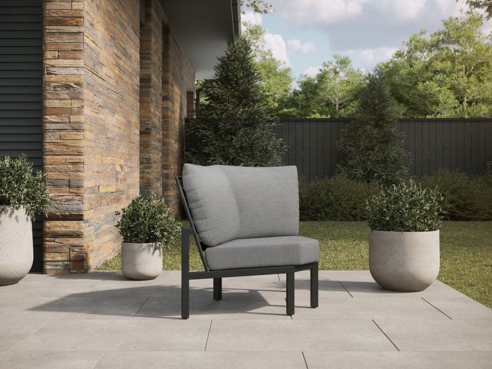 Stanford Cushion Outdoor Corner Chair, Textured Pewter
