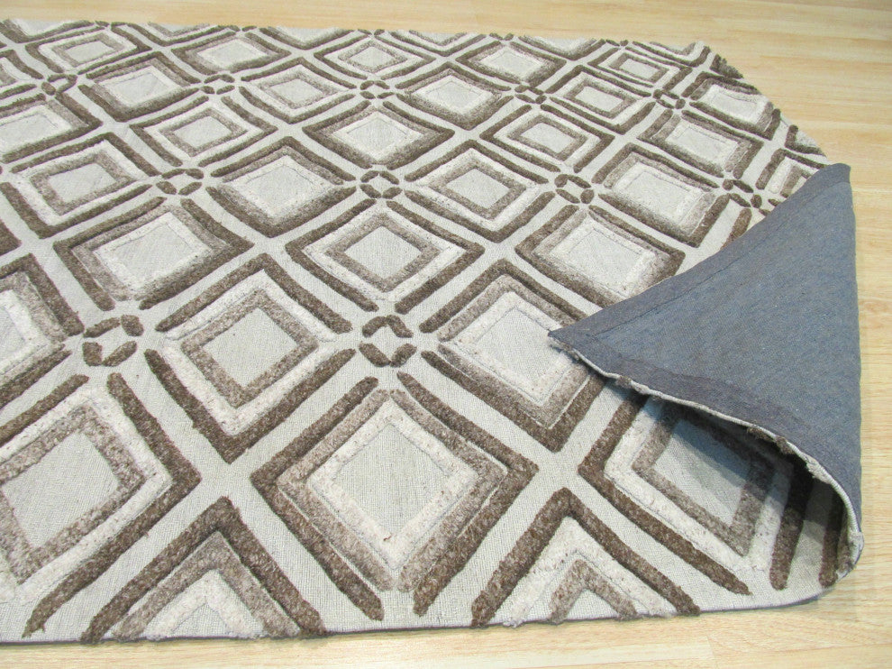 Beige Contemporary Geometric Raga Area Rug
