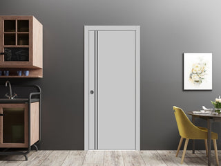Slab Barn Door Panel 32 x 84 | Planum 0016 Grey Matte with  | Sturdy Finished