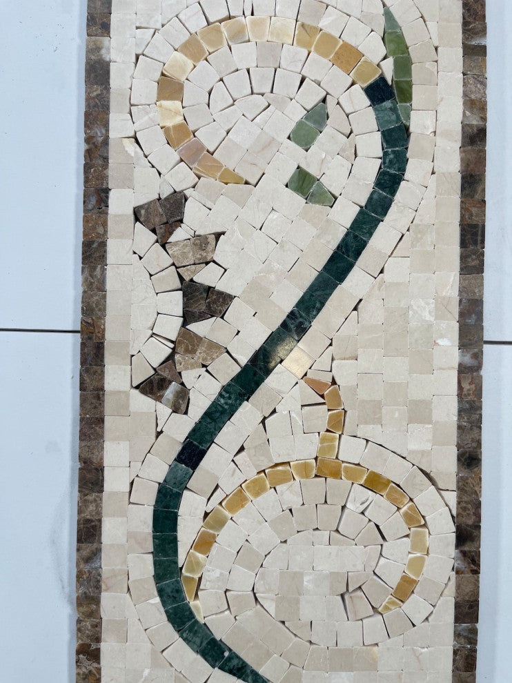 Emerald Gold 6.3x15 Marble Mosaic Border Listello Tile Polished, 1 piece