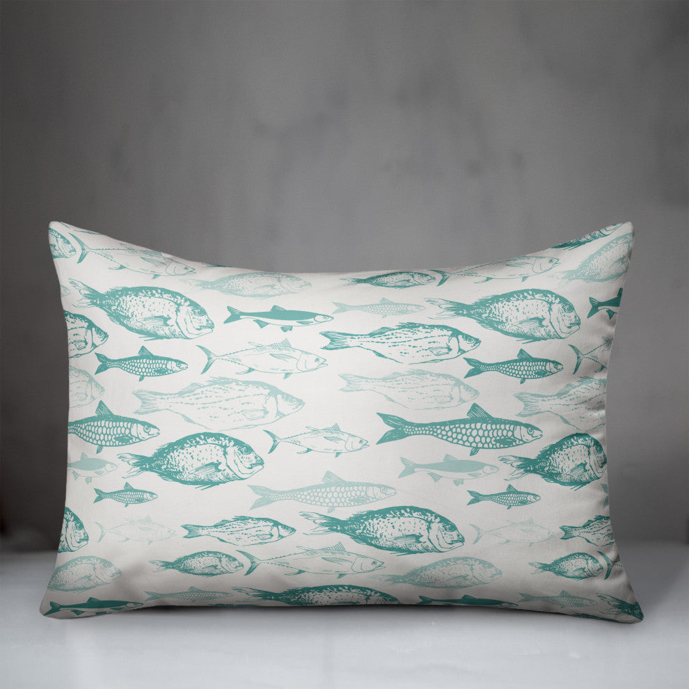 Shades Of Fish Teal 14x20 Pillow