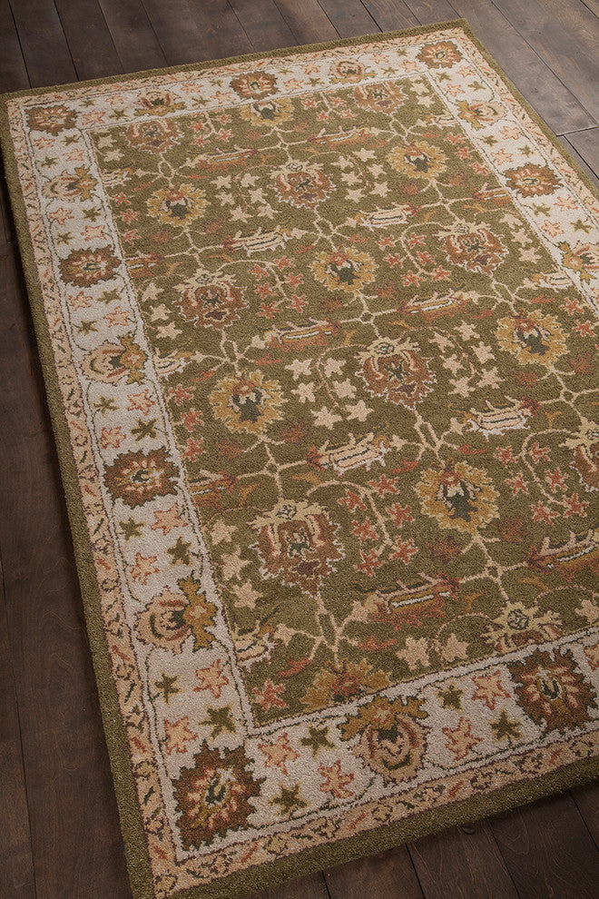 Adonia Traditional Area Rug, Green, 7'9"x10'6" Rectangle