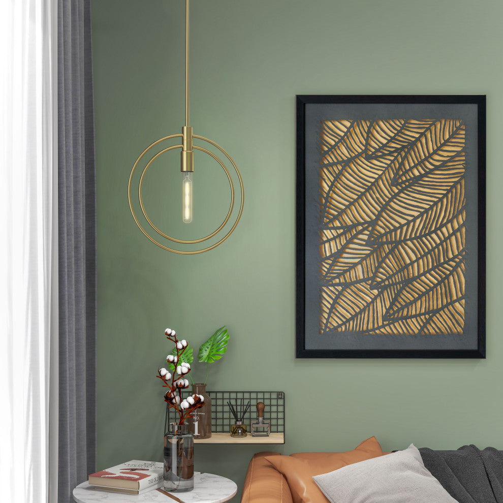 Nyla Single Light Brass Circular Pendant