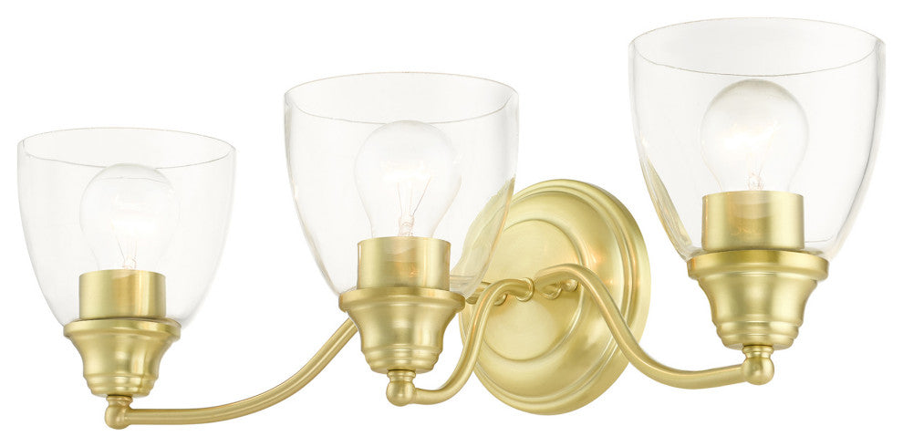 Satin Brass Transitional, Colonial, Vanity Sconce