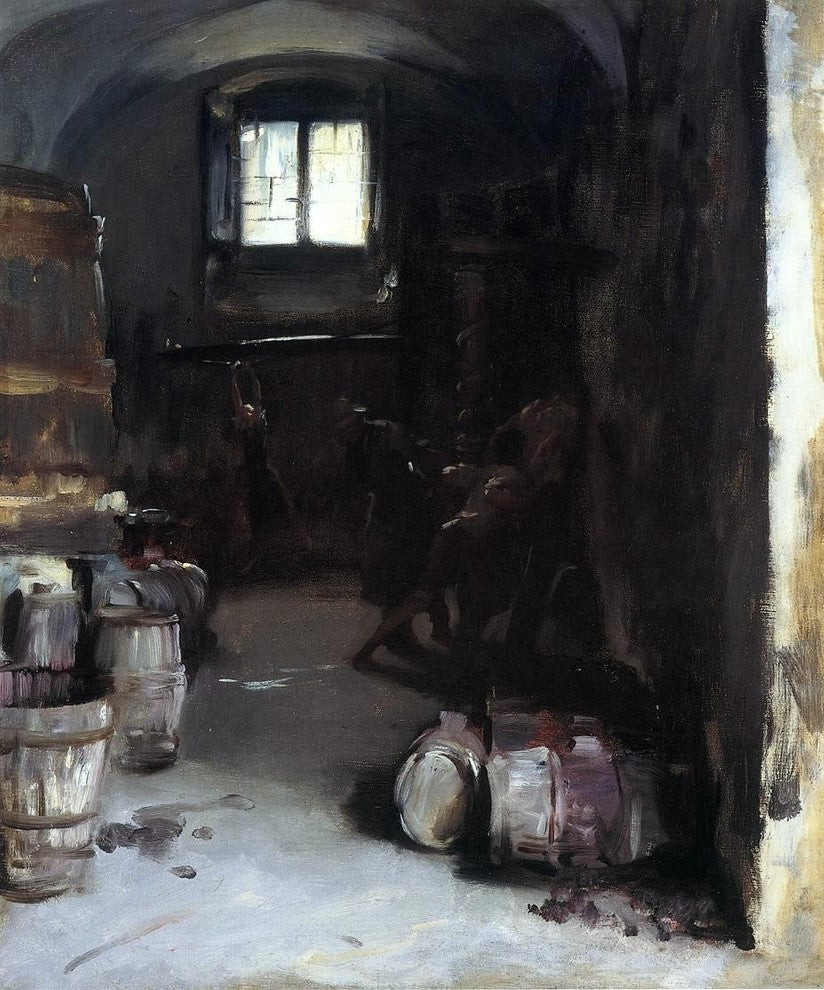 John Singer Sargent Pressing the Grapes: Florentine Wine Cellar Wrapped Canvas