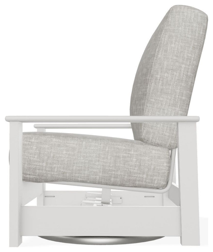 Leeward Deep Seat Outdoor Hidden Swivel Rocker, Hither Pewter/Snow
