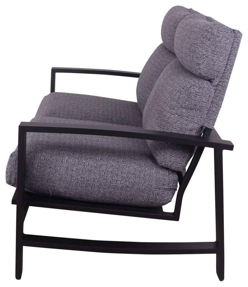 Courtyard Casual Santorini Black Aluminum Loveseat With Envelop Back Cushion