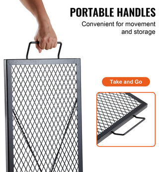 VEVOR 44" Rectangle Cooking Grate Fire Pit Grill Grate X-Marks Heavy-Duty Steel
