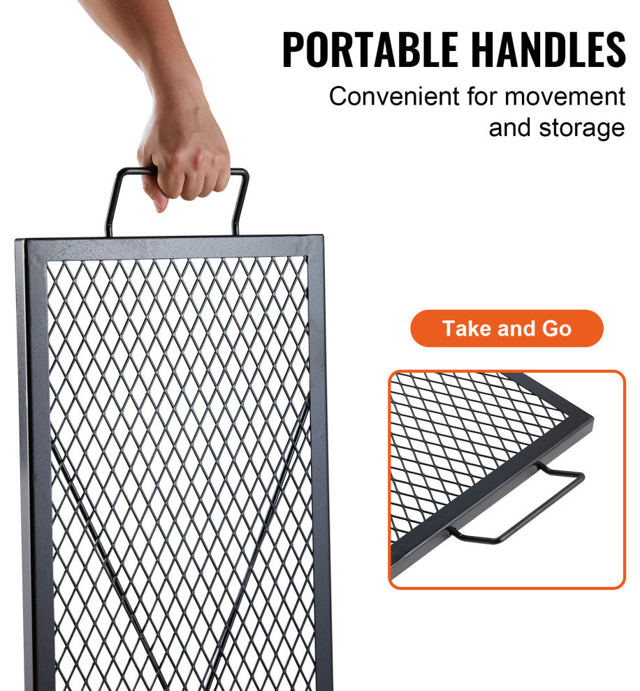 VEVOR 44" Rectangle Cooking Grate Fire Pit Grill Grate X-Marks Heavy-Duty Steel