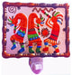 Hand Painted 3 Kokopellis Glass Shade Night Light