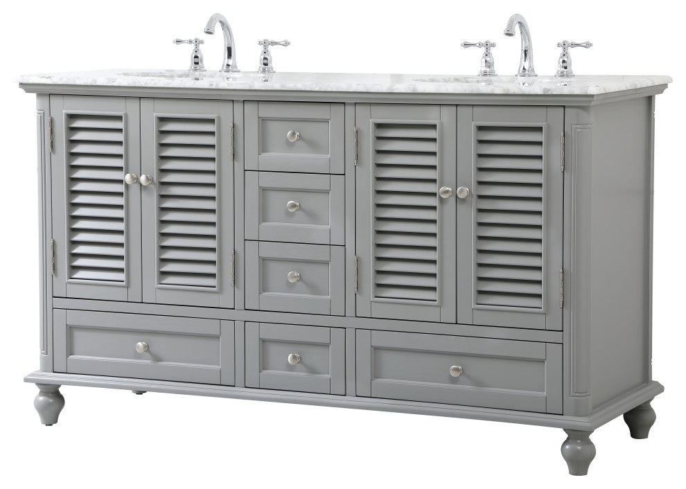 Rhett 60" Double Bathroom Vanity, Gray