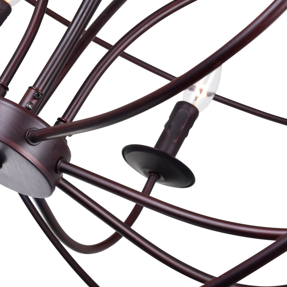 Arza 6 Light Up Chandelier With Brown Finish