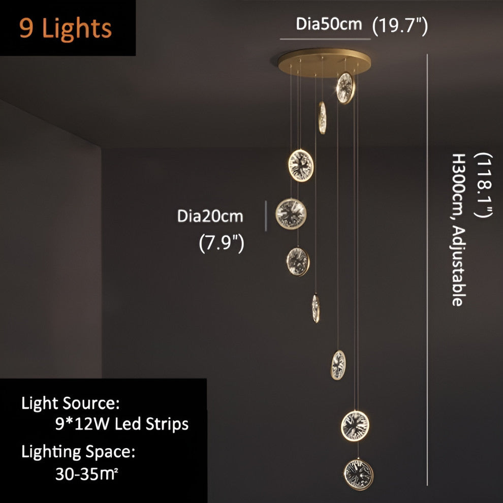 Bezaudun-les-Alpes | Gold Rings Crystal Chandelier, L9