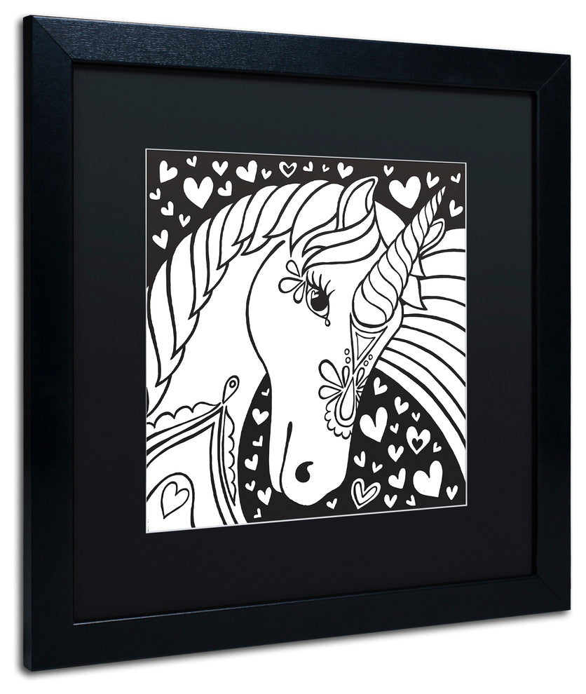 Hello Angel ''Sweet Unicorn'' Art, Black Frame, Black Mat, 16x16