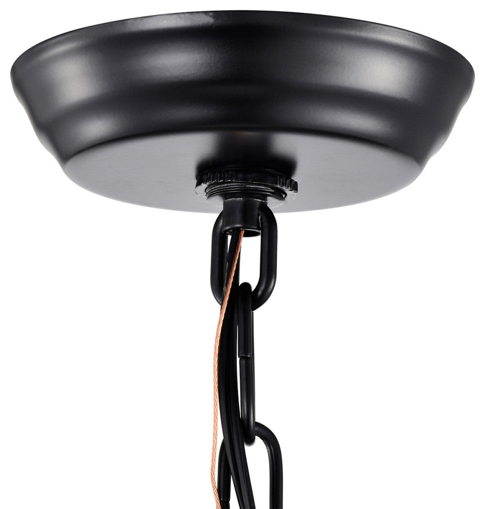 4-Light Matte Black Lantern Pendant Chandelier 16in With Nickle or Black Sleeve