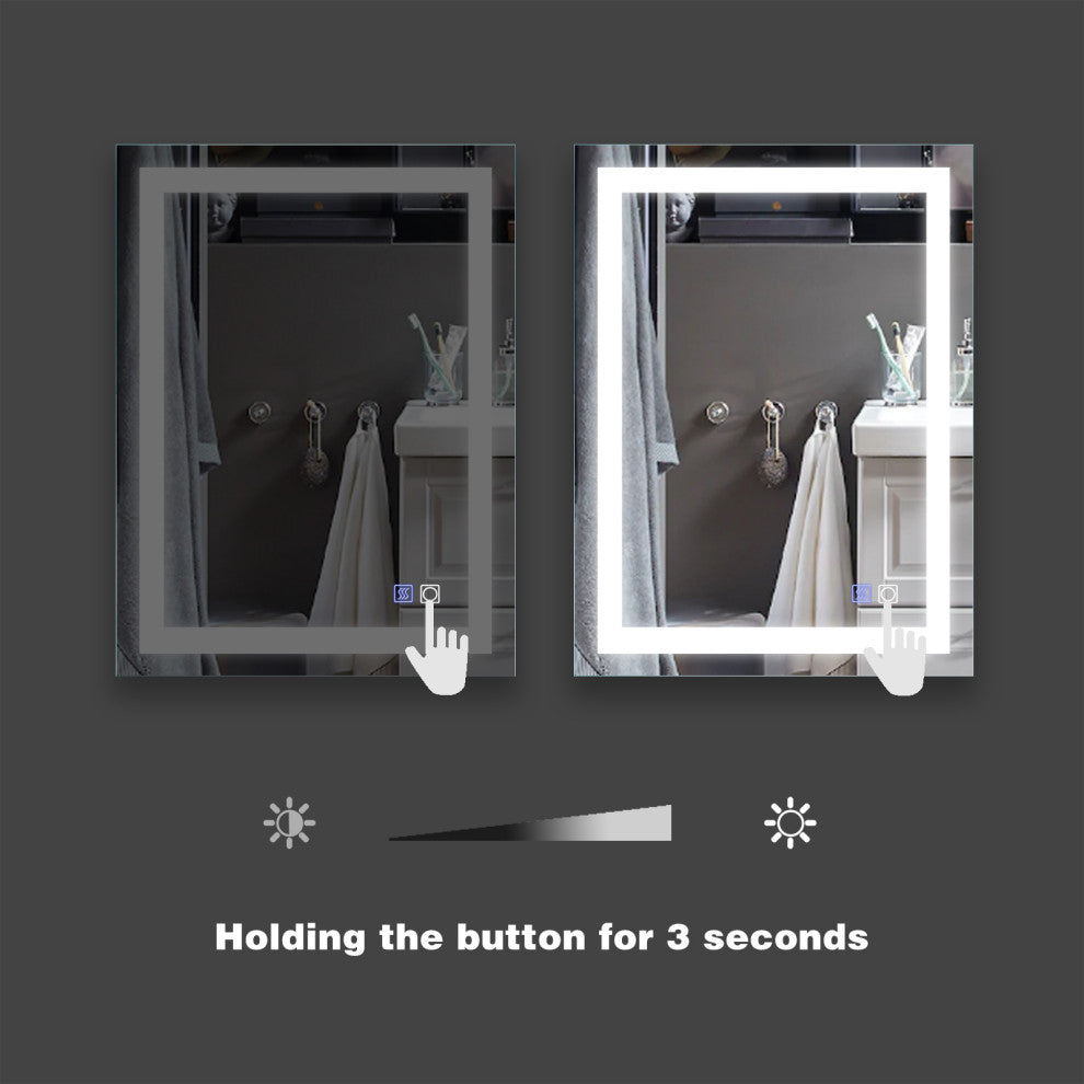 28x36" Rectangular Frameless Wall Mounted LED Bathroom Vanity Mirror